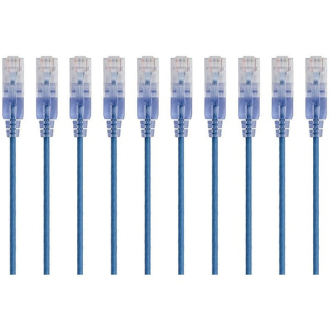 Monoprice, Inc 10-Pack, SlimRun Cat6A Ethernet Network Patch Cable, 1ft Blue